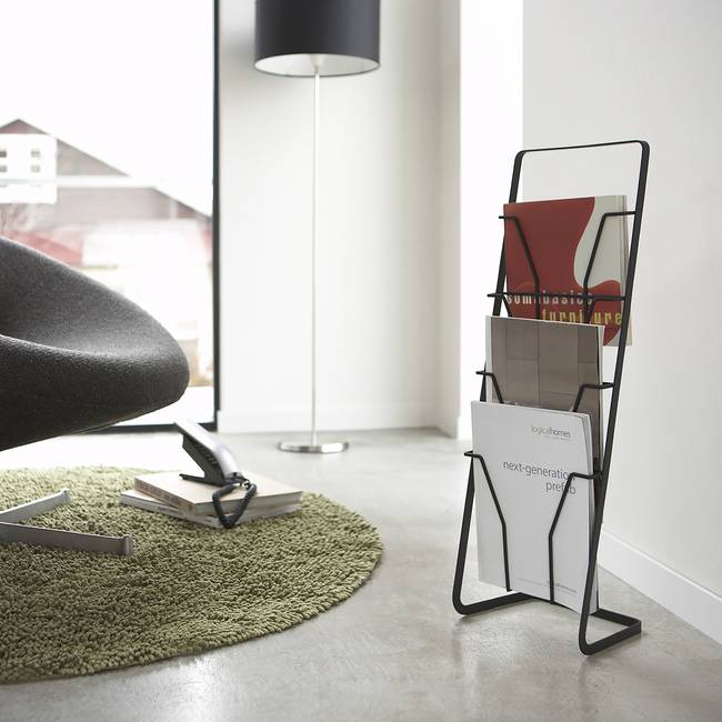 Zeitungsständer Tower mit 4 Taschen 25 x 71 x 18cm Schwarz/Schwarz