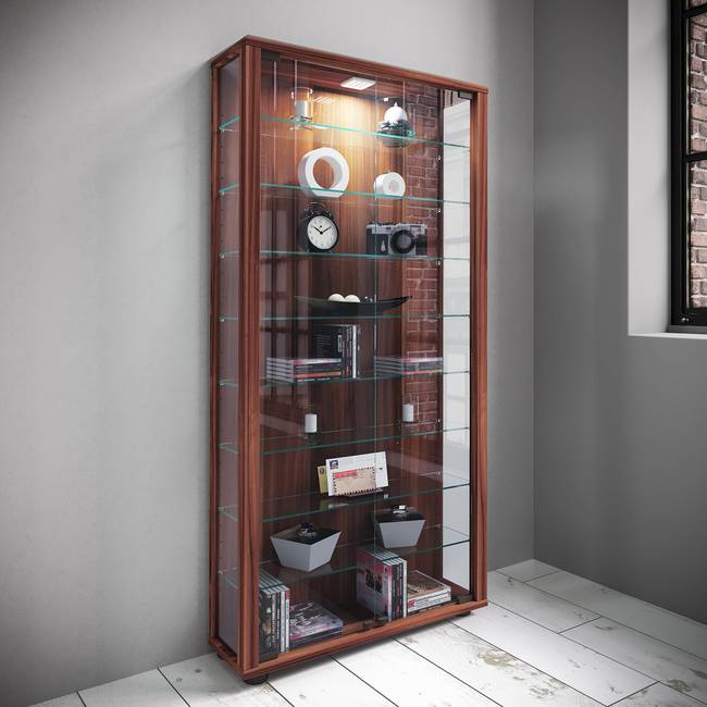 Vitrinenschrank Lumo Maxi 59 x 113 x 18cm Holz/Braun/Nussbaum Dekor