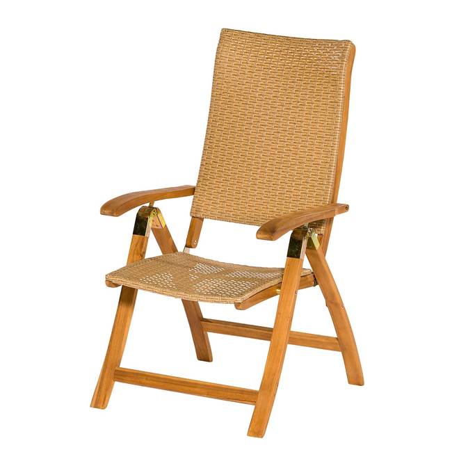 Klappstuhl Capri Polyrattan / Massivholz Akazie, geölt Braun 62 x 114 x 103cm