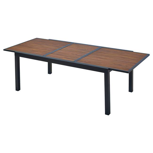 Gartenausziehtisch Paxos Aluminium, pulverbeschichtet / Massivholz Akazie, geölt 100 x 74 x 180cm Schwarz/Braun
