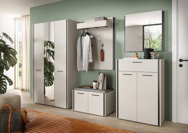 Garderobenbank Emil mit Sitzkissen 75 x 42 x 40cm Beige