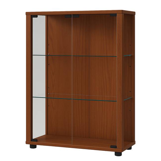 Vitrinenschrank Sintalo 60 x 80 x 25cm ohne Beleuchtung Holz/Braun/Nussbaum Dekor