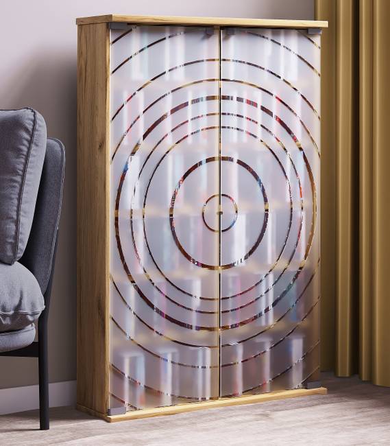 Vitrinenschrank Tilano 60cm Holz/Braun/Eiche Dekor