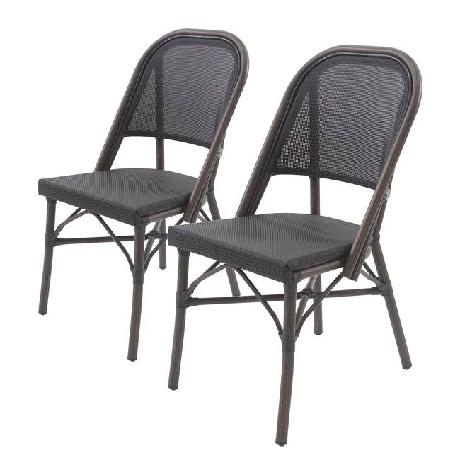 Stapelstuhl Lardin Polyrattan & Aluminium, lackiert Schwarz/Schwarz 47 x 90 x 57cm