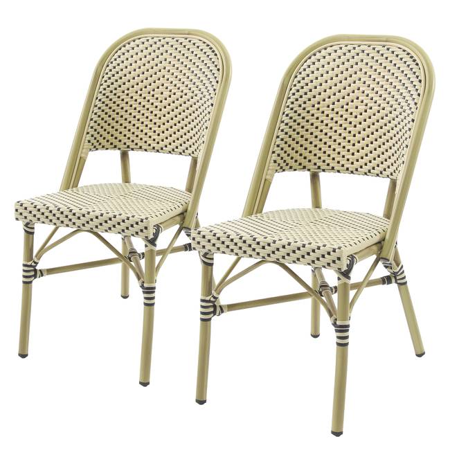 Stapelstuhl Lardin Polyrattan & Aluminium, lackiert Schwarz/Beige/Beige/Schwarz 47 x 90 x 57cm