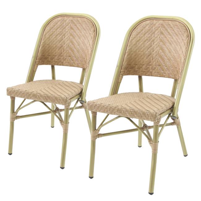 Stapelstuhl Lardin Polyrattan & Aluminium, lackiert Beige/Beige 47 x 90 x 57cm