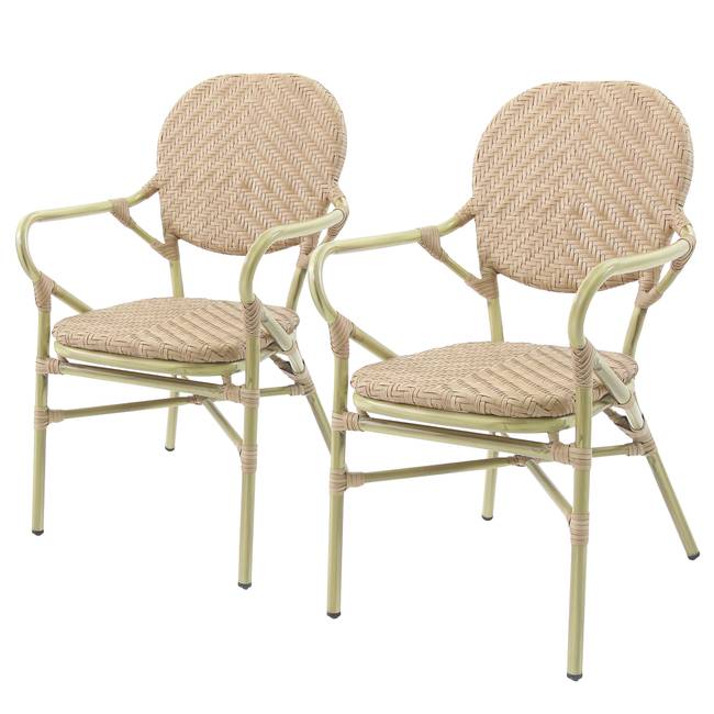 Stapelstuhl Lardin mit Armlehnen Polyrattan & Aluminium, lackiert Beige/Beige 56 x 89 x 64cm