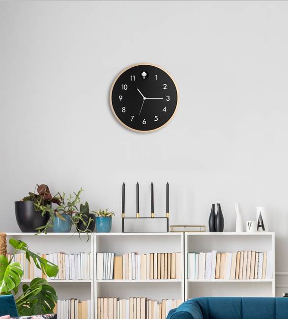 Wanduhr Clocky MDF - Mitteldichte Holfaserplatte Ø 32cm Schwarz/Braun/Schwarz