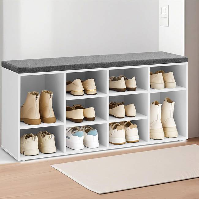 Schuhbank Haysville Typ B 104 x 48 x 30cm Grau/Weiß/Weiß