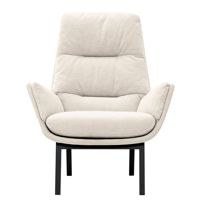 Sessel mit Holzfüßen Beige/Beige Webstoff Saia Schwarz 83 x 95 x 97cm