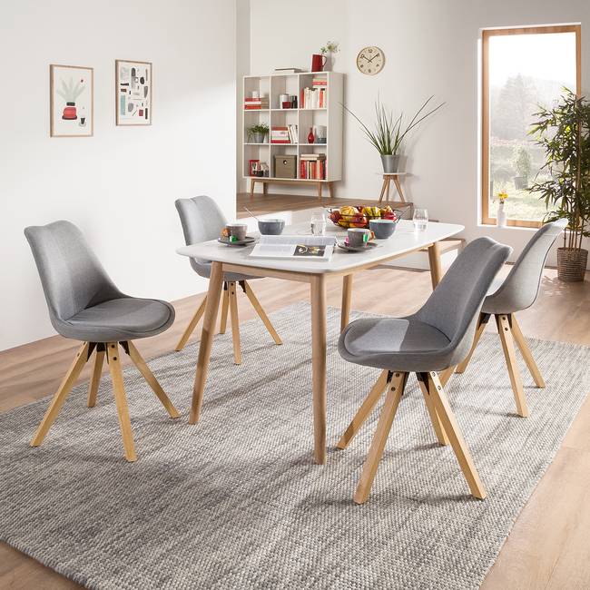 Polsterstuhl 49 x 85 x 55cm Webstoff Cors: Granit Grau Braun 2er Set