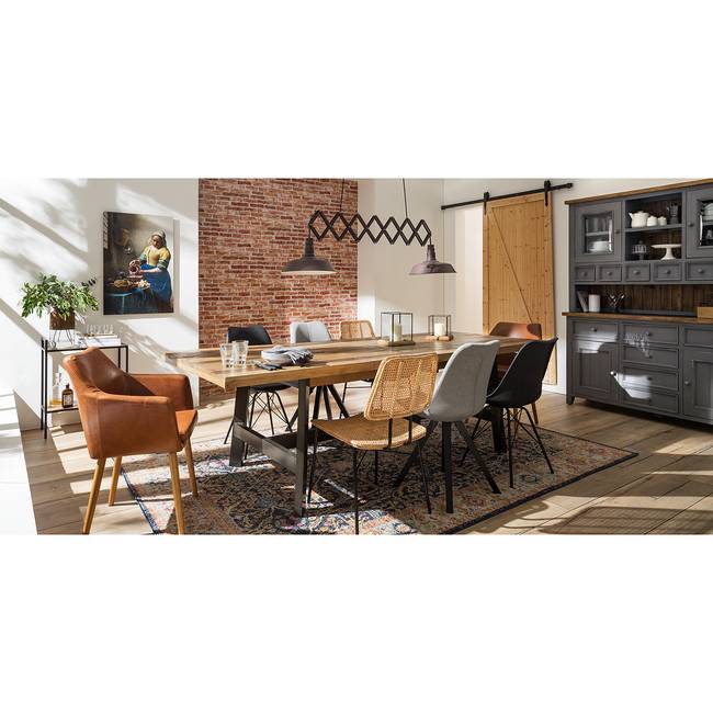 Armlehnenstuhl 58 x 84 x 58cm Einzelstuhl Kunstleder Aken: Vintage Cognac Braun