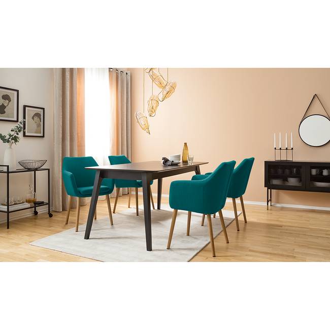 Armlehnenstuhl 58 x 84 x 58cm Einzelstuhl Webstoff Cors: Petrol Blau