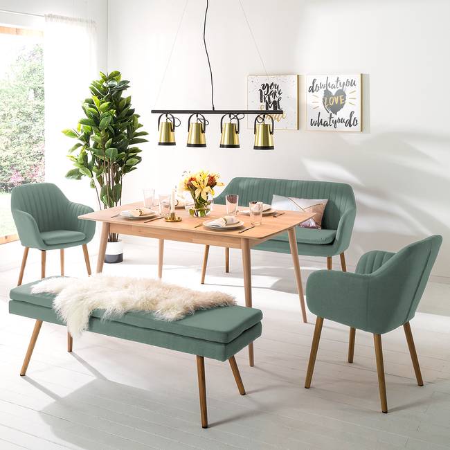 Armlehnenstuhl Typ A 57 x 83 x 61cm Webstoff Cors: Mintgrau Blau/Grün 1er Set