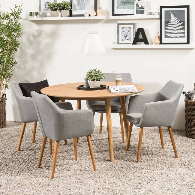 Armlehnenstuhl XXL 62 x 84 x 62cm Einzelstuhl Webstoff Cors: Granit Grau