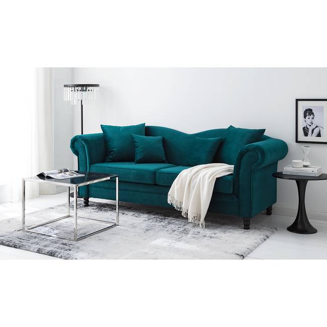 3-Sitzer Sofa Blau/Petrol Stoff Chepi 213 x 84 x 79cm Glamour
