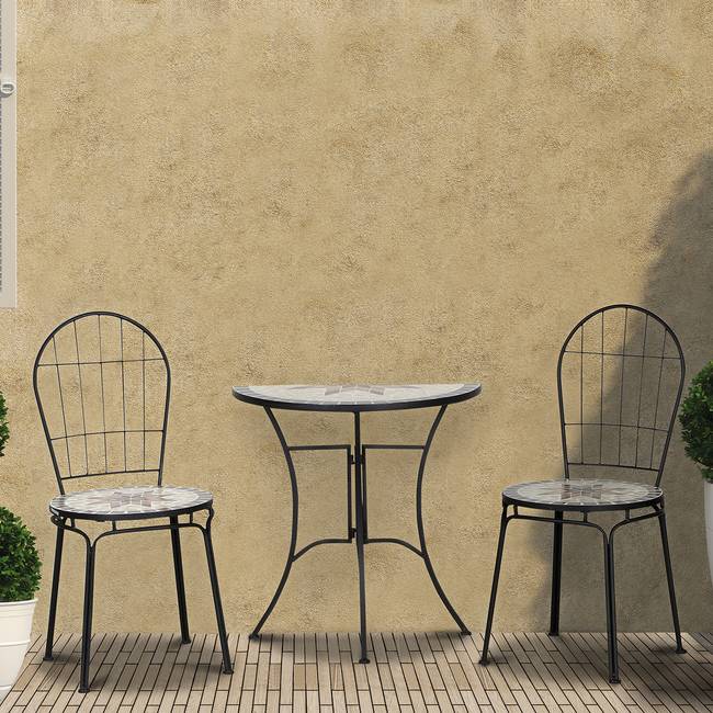 Anstelltisch Eisengestell Mosaikplatte 71 x 71 x 35cm Schwarz/Multicolor