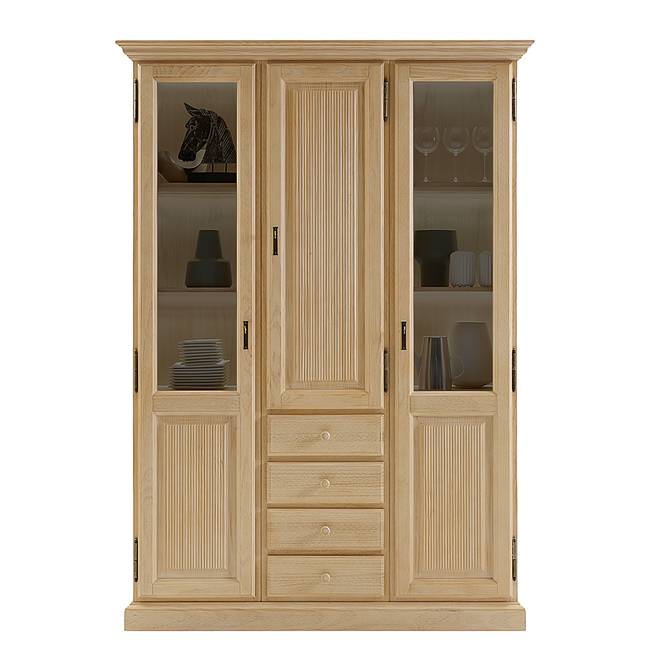 Vitrinenschrank II 153 x 217 x 42cm ohne Beleuchtung Beige