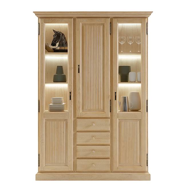 Vitrinenschrank II 153 x 217 x 42cm mit Beleuchtung Beige
