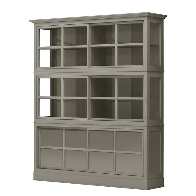 Vitrinenschrank 191 x 220 x 49cm Grau/Granit