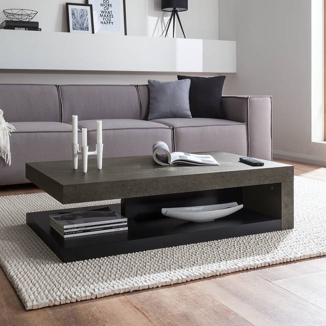 Couchtisch 110 x 29 x 65cm Schwarz/Grau