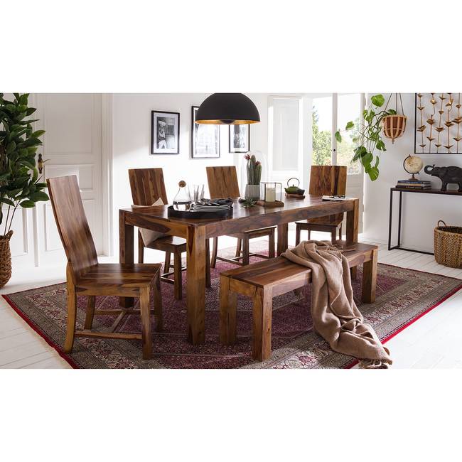 Sitzbank II 140cm Braun/Sheesham Honig Dunkel