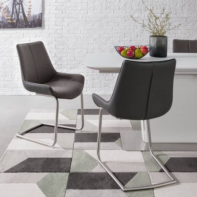 Freischwinger Saval 2er-Set 54 x 89 x 60cm Grau/Silber/Vintage Grau