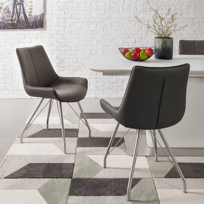 Polsterstuhl Saval 2er-Set 54 x 87 x 60cm Grau/Grau