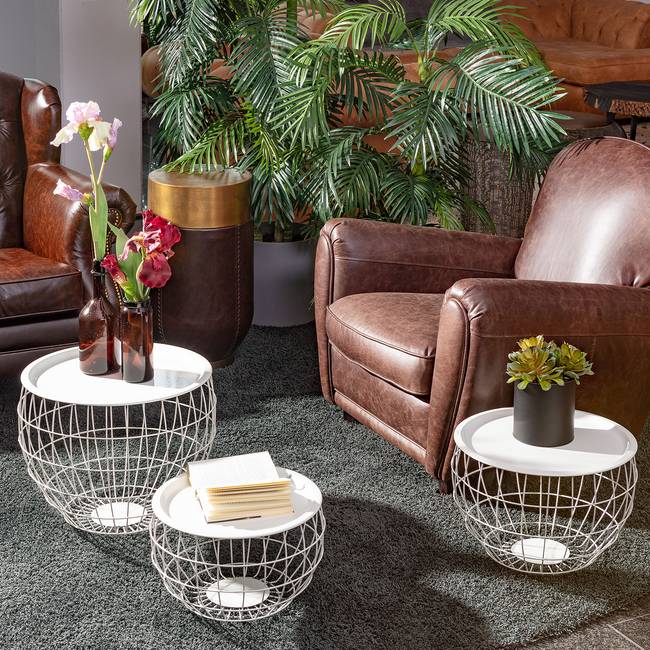 Beistelltisch Furada 3er-Set Aluminium, lackiert 49 x 39 x 39cm Weiß