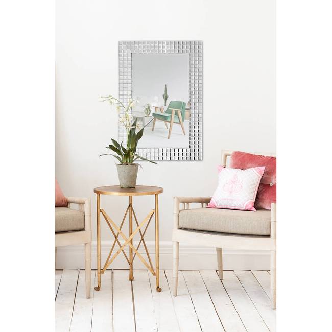 Wandspiegel Apollos 60 x 90 x 4cm Silber Metall, lackiert / MDF Mitteldichte Holzfaserplatte 60 x 90 x 4cm