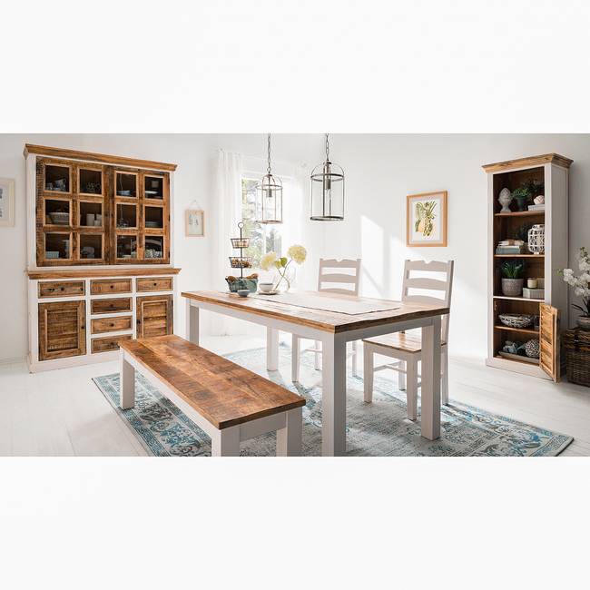 Esszimmerstuhl 2er-Set 48 x 102 x 54cm Braun/Weiß/Braun/Weiß