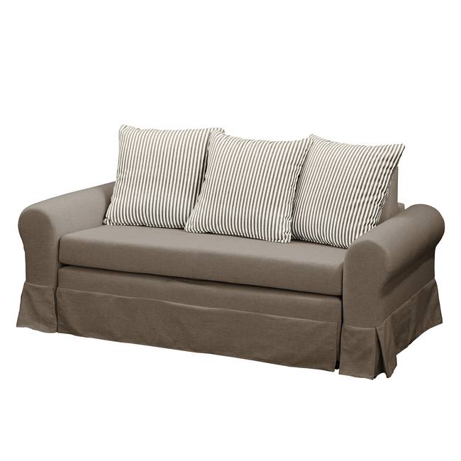 Schlafsofa Larmond Braun/Taupe Webstoff Sari / Webstoff Habren 185cm Landhaus