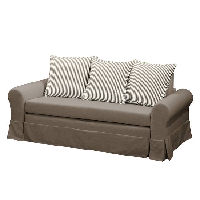 Schlafsofa Larmond Braun/Taupe Webstoff Sari / Webstoff Habren 205cm Landhaus
