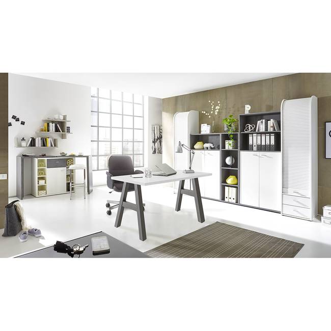Schreibtisch Leeton I 140cm Weiß/Anthrazit/Weiß