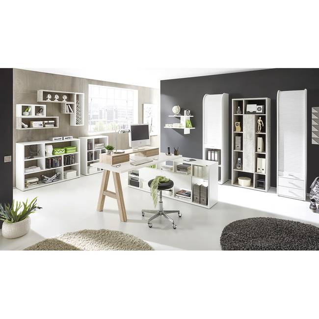 Schreibtisch-Ansatz I 140cm Weiß/Eiche Sonoma Dekor/Weiß