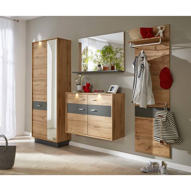 Garderobenspiegel Coast II 90 x 62 x 20cm Grau HDF Hochdichte Holzfaserplatte , beschichtet 90 x 62 x 20cm