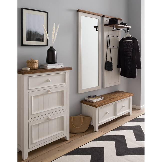 Garderobenbank mit Schubladen 120 x 45 x 40cm Weiß