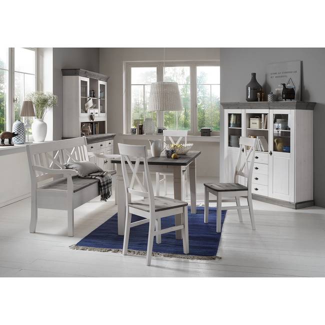 Esszimmerstuhl 2er Set 45 x 94 x 43cm Weiß/Kiefer Weiß/Kiefer Grau