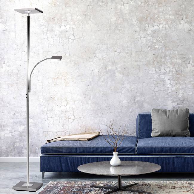 LED-Stehleuchte II 58 x 190 x 56cm Weiß Hauptmaterial: Kunststoff Sekundärmaterial: Eisen, gebürstet Nicht austauschbare LEDs