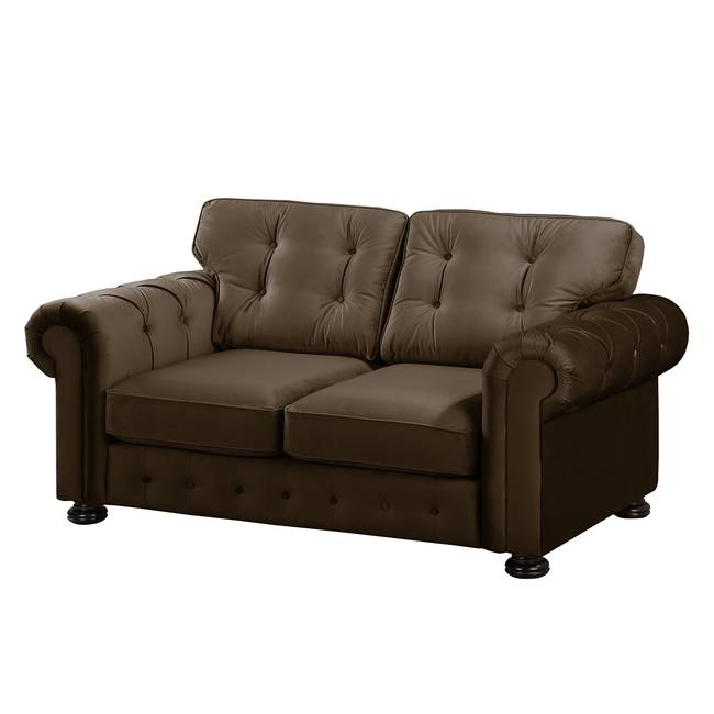 Sofa Marau 2-Sitzer Braun/Braun Webstoff/Samt 190 x 93 x 100cm Glamour