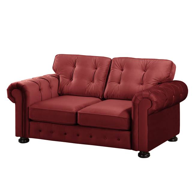 Sofa Marau 2-Sitzer Rot/Rot Webstoff/Samt 190 x 93 x 100cm Glamour