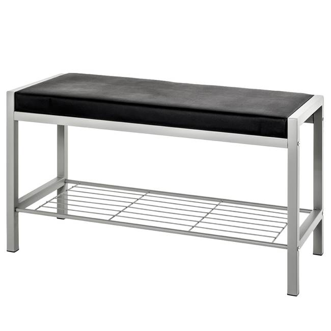 Garderobenbank Britten 80 x 48 x 32cm Schwarz/Schwarz