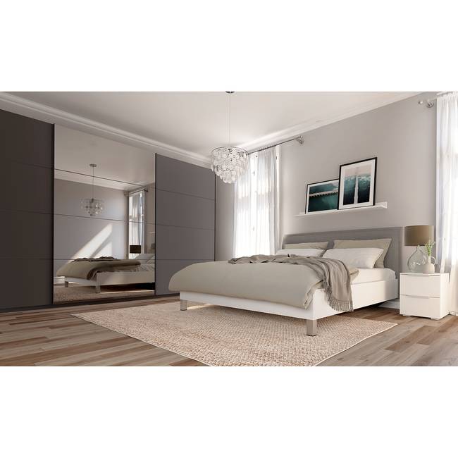 Schwebetürenschrank pure reflect+ 405 x 222cm Blau/Graphit 3 Türen