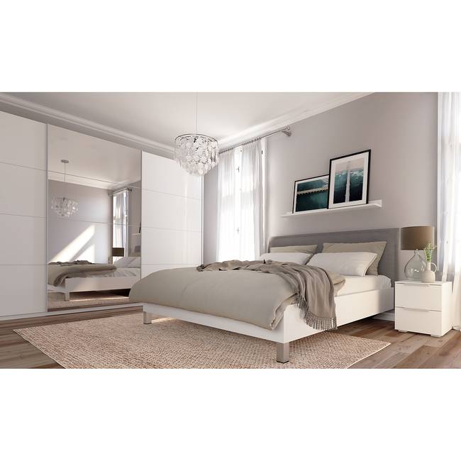 Schwebetürenschrank gloss reflect 360 x 236cm Weiß/Hochglanz Weiß 3 Türen