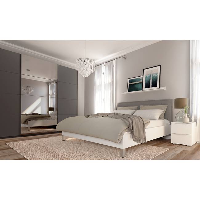 Schwebetürenschrank pure reflect+ 270 x 222cm Blau/Graphit 3 Türen