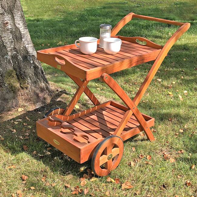 Servierwagen Toledo Massivholz Eukalyptus, geölt 54 x 80 x 88cm Braun