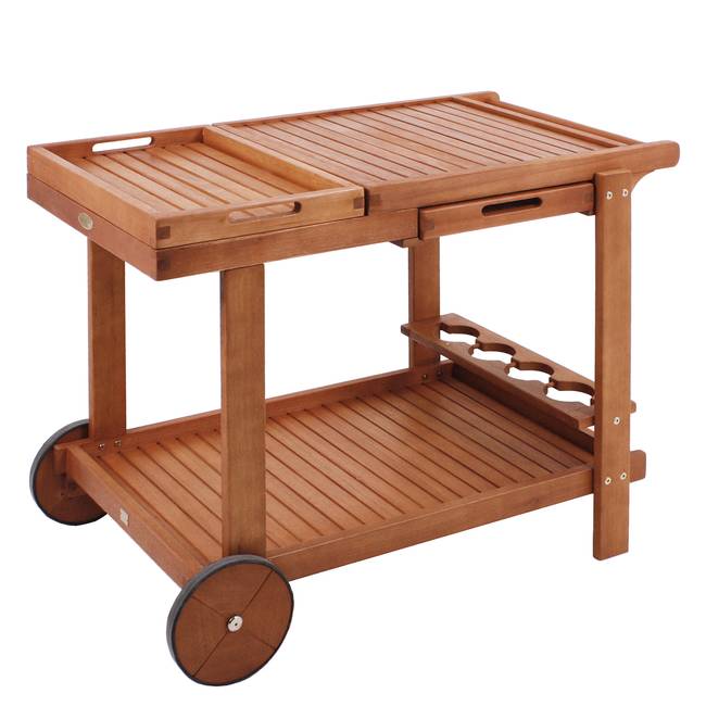 Servierwagen Hayward Massivholz Eukalyptus, geölt 100 x 76 x 60cm Braun