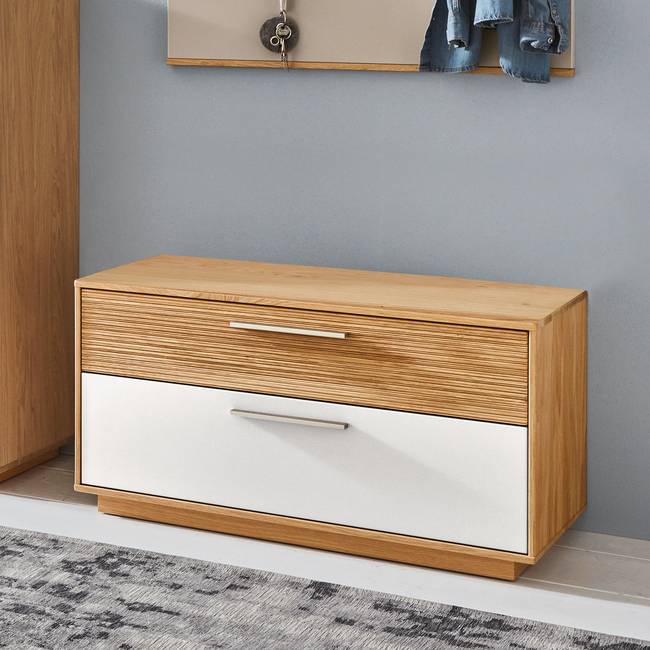 Garderobenbank 86 x 45 x 40cm Weiß/Weiß