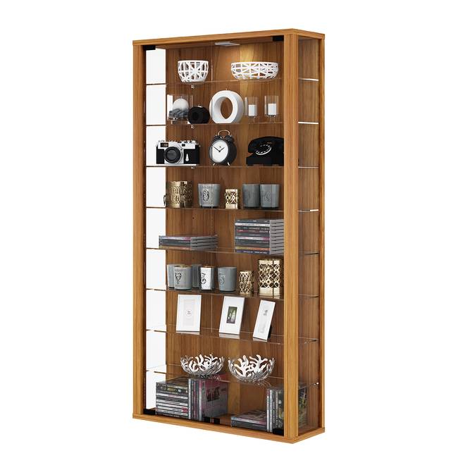 Vitrinenschrank Vitrosa I 59 x 118 x 18cm Braun/Nussbaum Dekor