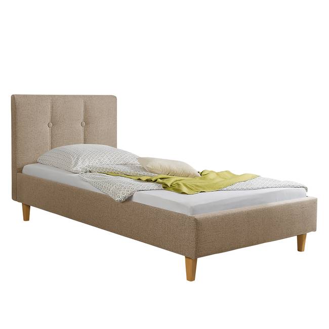 Polsterbett Havdrup 100 x 200cm Strukturstoff Braun/Hellbraun